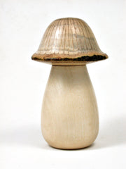 LV-2279 Holly & Live Oak Wooden Mushroom Trinket Box, Pill, Jewelry Box-THREADED CAP