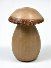 LV-2280 Ivorywood & Golden Rain Tree Wooden Mushroom Trinket Box, Pill, Jewelry Box-THREADED CAP
