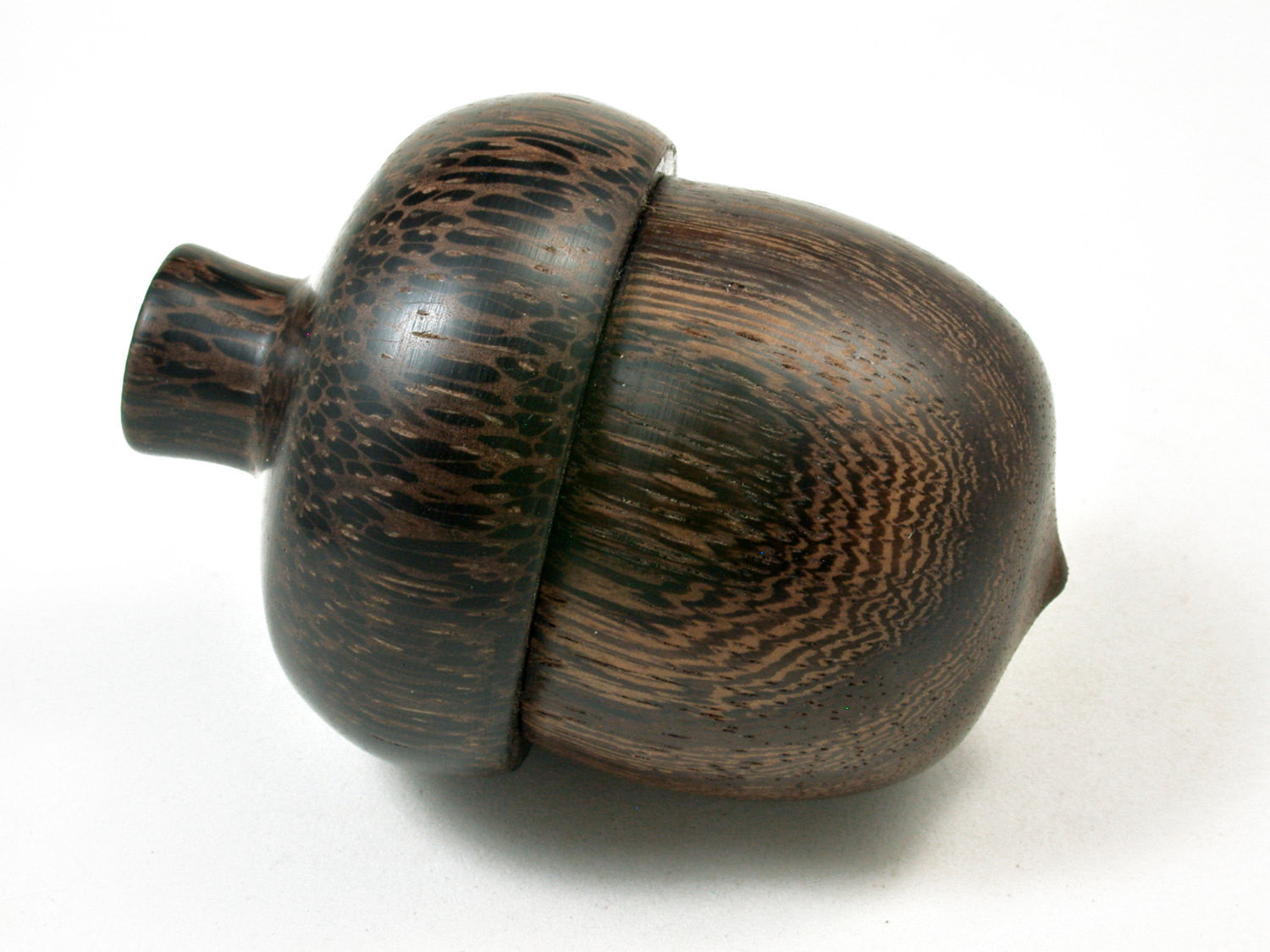 LV-2277 Pheasantwood & Black Palm Acorn Jewelry, Ring Box, Pill Box, Trinket Box-SCREW CAP