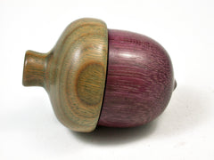 LV-2272 Purpleheart & Verawood Acorn Jewelry, Ring Box, Pill Box, Trinket Box-SCREW CAP