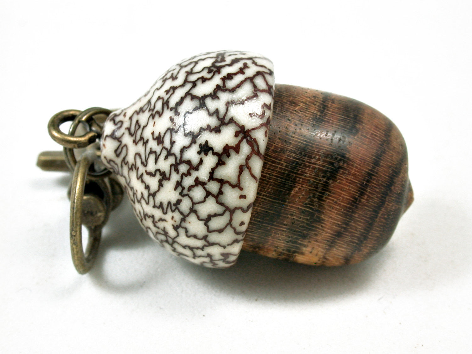 LV-2220 Bocote & Betelnut Acorn Pendant Box, Charm, Pill Holder-SCREW CAP