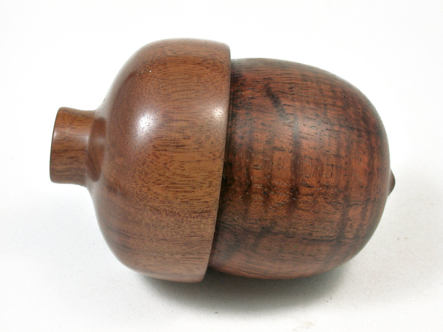 LV-2278 Curly Hawaiian Koa & Mopane Acorn Jewelry, Ring Box, Pill Box, Trinket Box-SCREW CAP