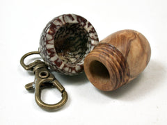 LV-2289 Olive Burl & Betelnut Acorn Pendant Box, Charm, Pill Holder-SCREW CAP