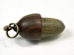 LV-2222 Verawood & Lignum Vitae Wooden Acorn Pendant Box, Charm, Pill Holder-SCREW CAP
