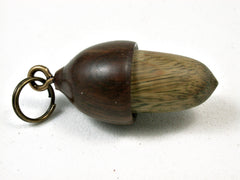 LV-2222 Verawood & Lignum Vitae Wooden Acorn Pendant Box, Charm, Pill Holder-SCREW CAP