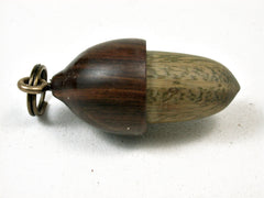LV-2222 Verawood & Lignum Vitae Wooden Acorn Pendant Box, Charm, Pill Holder-SCREW CAP