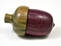 LV-2270 Purpleheart & Verawood Acorn Jewelry, Ring Box, Pill Box, Trinket Box-SCREW CAP