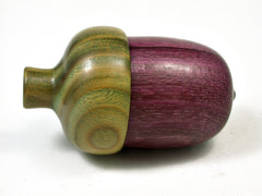LV-2270 Purpleheart & Verawood Acorn Jewelry, Ring Box, Pill Box, Trinket Box-SCREW CAP