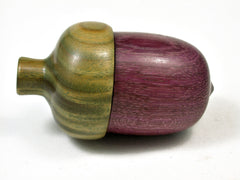 LV-2270 Purpleheart & Verawood Acorn Jewelry, Ring Box, Pill Box, Trinket Box-SCREW CAP