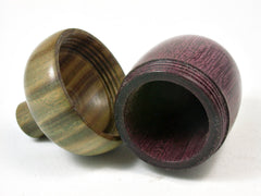 LV-2270 Purpleheart & Verawood Acorn Jewelry, Ring Box, Pill Box, Trinket Box-SCREW CAP
