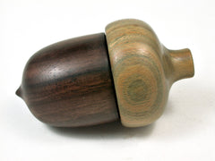 LV-2273 Mun Ebony & Verawood Acorn Jewelry, Ring Box, Pill Box, Trinket Box-SCREW CAP