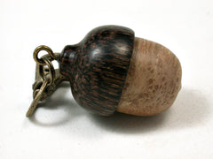LV-2288 Satinwood Burl & Black Palm Acorn Pendant Box, Charm, Pill Holder-SCREW CAP