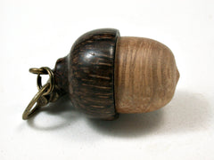 LV-2288 Satinwood Burl & Black Palm Acorn Pendant Box, Charm, Pill Holder-SCREW CAP