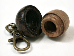 LV-2288 Satinwood Burl & Black Palm Acorn Pendant Box, Charm, Pill Holder-SCREW CAP