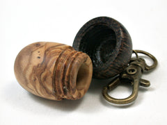 LV-2290 Olive Burl & Black Palm Acorn Pendant Box, Charm, Pill Holder-SCREW CAP
