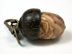 LV-2290 Olive Burl & Black Palm Acorn Pendant Box, Charm, Pill Holder-SCREW CAP