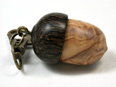 LV-2290 Olive Burl & Black Palm Acorn Pendant Box, Charm, Pill Holder-SCREW CAP