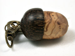 LV-2290 Olive Burl & Black Palm Acorn Pendant Box, Charm, Pill Holder-SCREW CAP