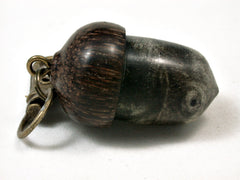 LV-2292 Acorn Pendant Box, Charm, Pill Holder from Buckeye Burl & Black Palm-SCREW CAP