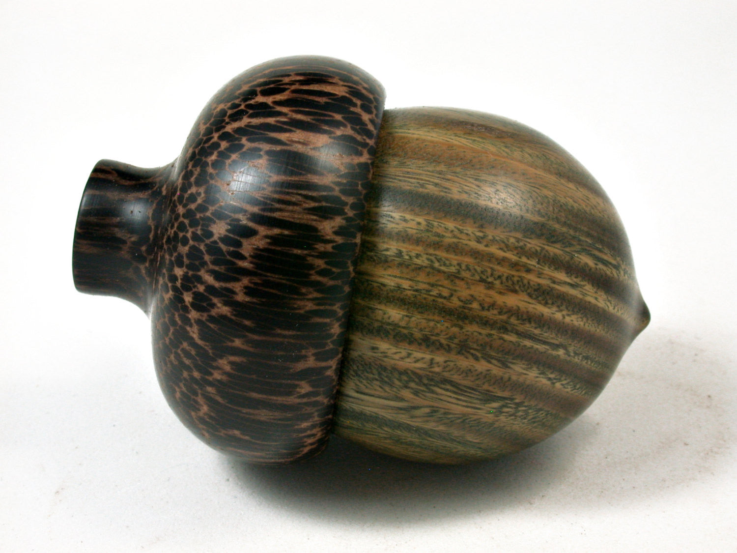 LV-2254 Verawood & Black Palm Acorn Trinket Box, Keepsakes, Jewelry Box-SCREW CAP