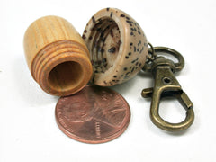 LV-2267 Lignum vitae Sapwood & Yollilo Palm Nut Acorn Pendant Box, Charm, Pill Holder-SCREW CAP