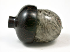 LV-2300 Buckeye Burl & Black Palm Acorn Jewelry, Ring Box, Pill Box, Threaded Urn