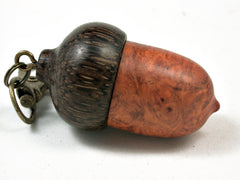 LV-2306 Amboyna Burl & Black Palm Acorn Pendant Box, Charm, Pill, Micro USB Holder-Screw Cap