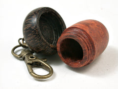 LV-2306 Amboyna Burl & Black Palm Acorn Pendant Box, Charm, Pill, Micro USB Holder-Screw Cap