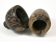 LV-2321 Black & White Ebony and Black Palm Acorn Jewelry, Ring Box, Pill Box, Trinket Box-SCREW CAP