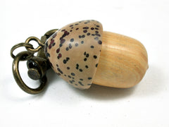 LV-2267 Lignum vitae Sapwood & Yollilo Palm Nut Acorn Pendant Box, Charm, Pill Holder-SCREW CAP