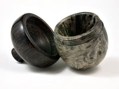 LV-2300 Buckeye Burl & Black Palm Acorn Jewelry, Ring Box, Pill Box, Threaded Urn