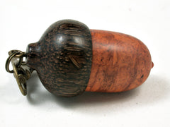 LV-2306 Amboyna Burl & Black Palm Acorn Pendant Box, Charm, Pill, Micro USB Holder-Screw Cap
