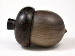 LV-2295 Blue Mahoe & Black Palm Acorn Jewelry, Ring Box, Pill Box-SCREW CAP