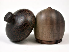 LV-2295 Blue Mahoe & Black Palm Acorn Jewelry, Ring Box, Pill Box-SCREW CAP