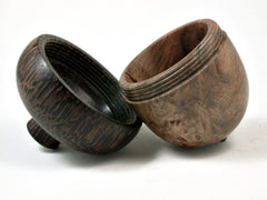 LV-2301 Camagon Burl & Black Palm Acorn Jewelry, Ring Box, Pill Box-SCREW CAP