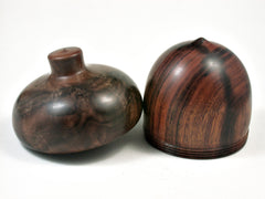 LV-2322 Desert Ironwood & Black Walnut Burl Acorn Jewelry, Ring Box, Pill Box-SCREW CAP