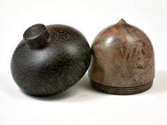 LV-2301 Camagon Burl & Black Palm Acorn Jewelry, Ring Box, Pill Box-SCREW CAP