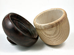 Reserved for Mary: LV-2323 Sassafras & Black Walnut Burl Acorn Jewelry, Ring Box, Pill Box-SCREW CAP
