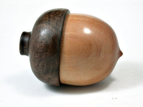 LV-2352 Japanese Red Pine & Walnut Burl Acorn Jewelry, Pill Box, Trinket-SCREW CAP
