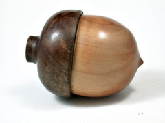 LV-2352 Japanese Red Pine & Walnut Burl Acorn Jewelry, Pill Box, Trinket-SCREW CAP