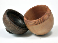 LV-2352 Japanese Red Pine & Walnut Burl Acorn Jewelry, Pill Box, Trinket-SCREW CAP