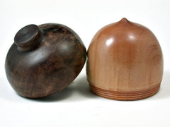 LV-2352 Japanese Red Pine & Walnut Burl Acorn Jewelry, Pill Box, Trinket-SCREW CAP