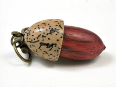 LV-2316 Acorn Pendant Box, Charm, Pill Holder from Padauk & Palm Nut-SCREW CAP
