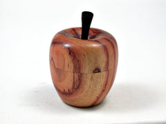 LV-2369 Tulipwood & Ebony Threaded Apple Jewelry Box, Pill Box, Trinket Box-SCREW CAP