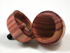 LV-2369 Tulipwood & Ebony Threaded Apple Jewelry Box, Pill Box, Trinket Box-SCREW CAP