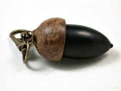 LV-2375 Ebony & Pollyana Burl Acorn Pendant Box,Bag Charm, Keychain-SCREW CAP