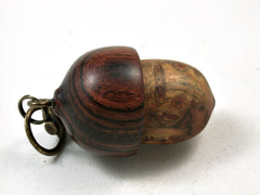 LV-2380 Chittum Burl & Cocobolo Acorn Pendant Box,Bag Charm, Keychain-SCREW CAP