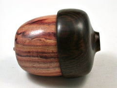 LV-2387 Tulipwood Burl & Ebony Acorn Jewelry Box, Pill Box, Trinket Box-SCREW CAP