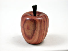 LV-2369 Tulipwood & Ebony Threaded Apple Jewelry Box, Pill Box, Trinket Box-SCREW CAP