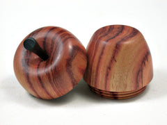 LV-2369 Tulipwood & Ebony Threaded Apple Jewelry Box, Pill Box, Trinket Box-SCREW CAP